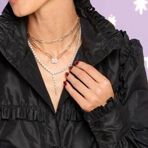 💜 Melinda Maria Hello Gorgeous Samantha Chain Necklace Gold Tone NWT